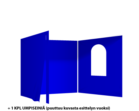 Sininen 2 umpiseinää, ovi ja ikkuna
